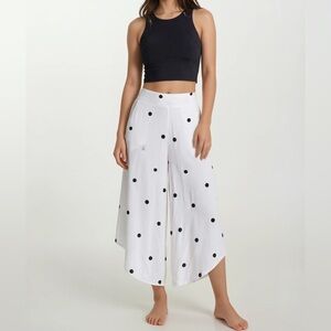 Fighting Eel Ava Sky Black and White Polka Dot Wide-Leg Cropped Padang Pants XS